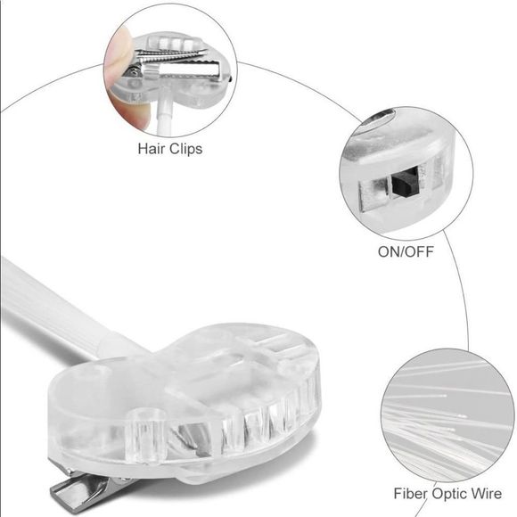 NWT Light-Up Fiber Optic LED Hair Clips - Picture 3 of 5